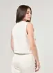Colete Sarja Off-White Bordado Florido