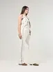 Colete Sarja Off-White Bordado Florido