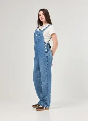 Macacão Estilo Jardineira Em Jeans Médio