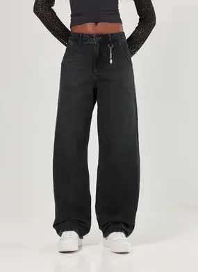 Calça Baggy Jeans De Cintura Baixa