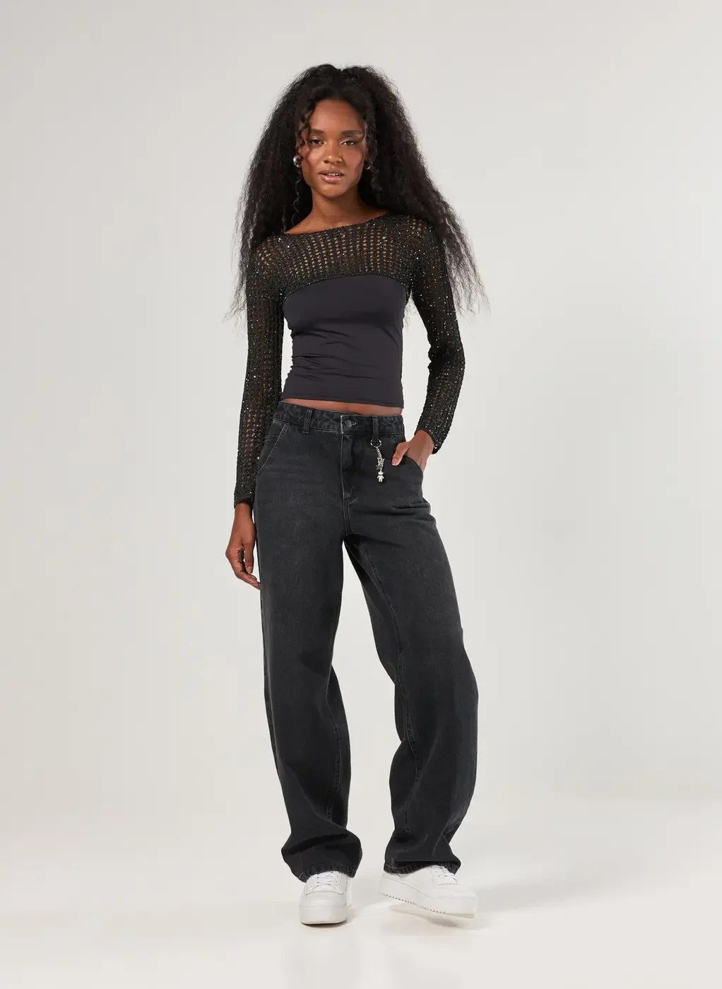 Calça Baggy Jeans De Cintura Baixa