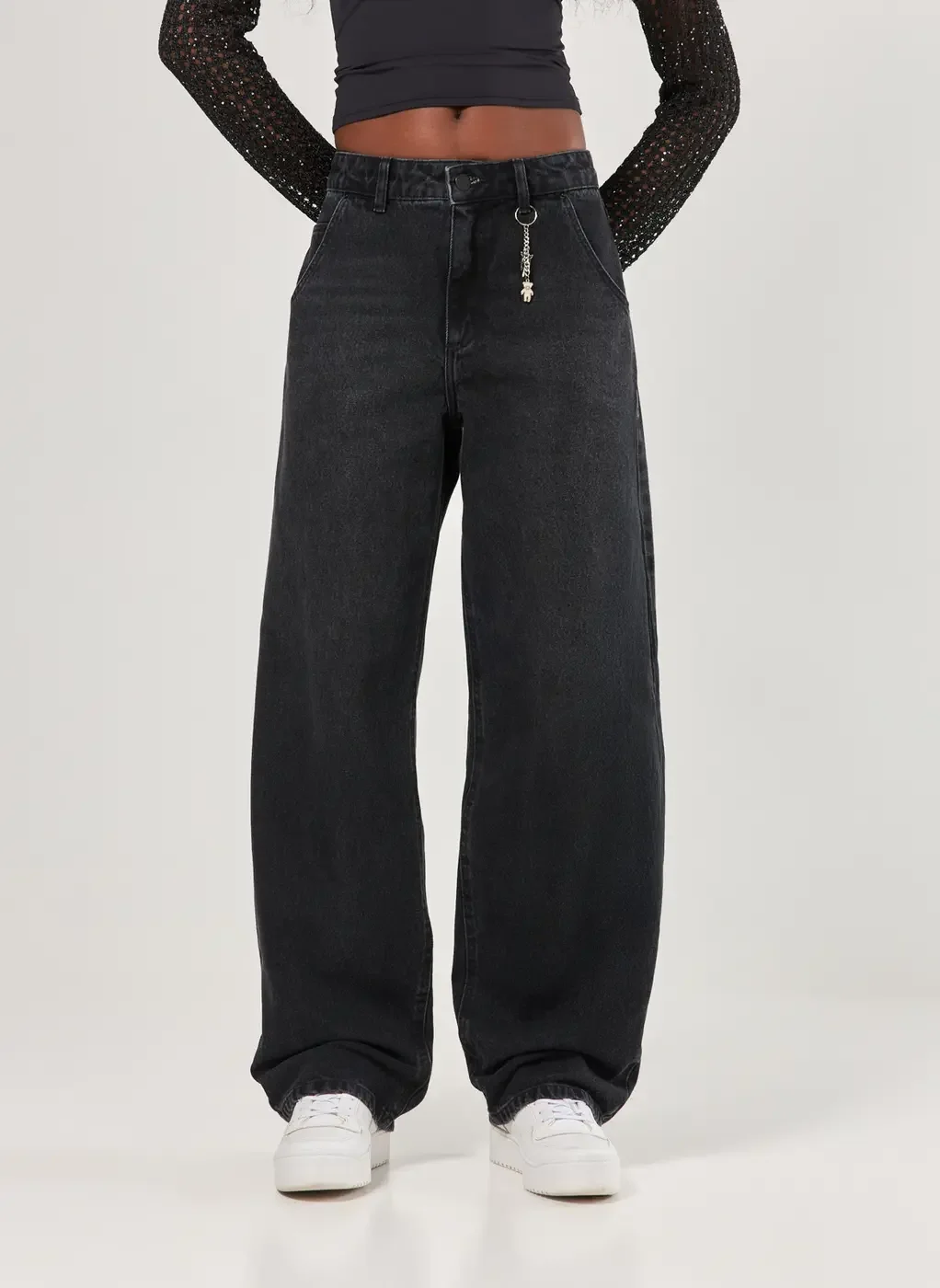 Calça Baggy Jeans De Cintura Baixa