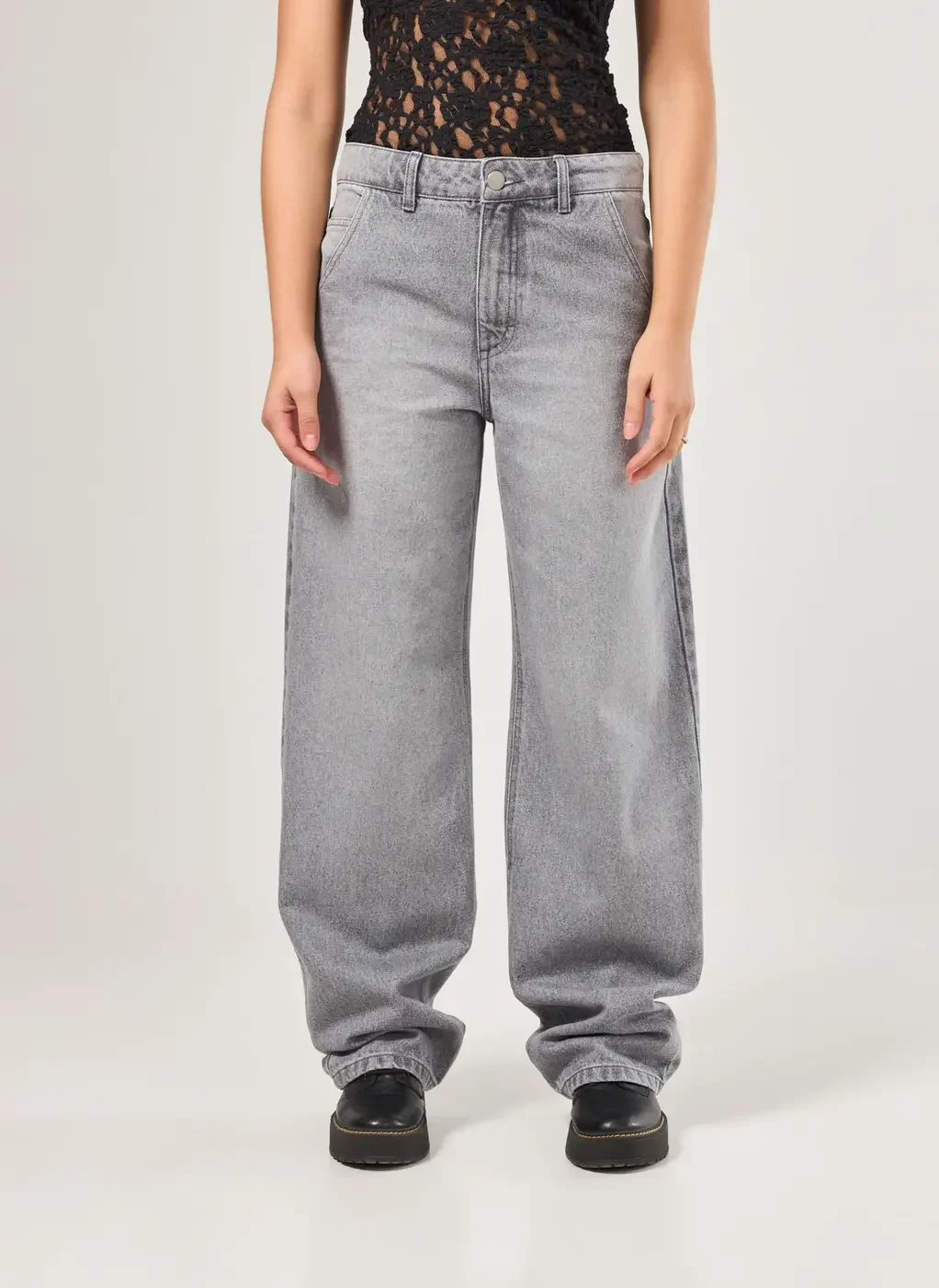 Calça Baggy Jeans De Cintura Baixa