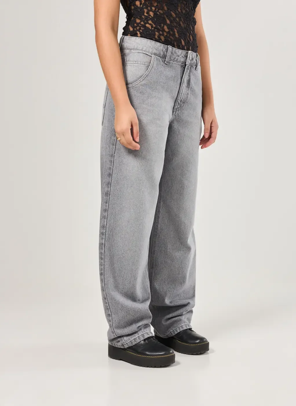 Calça Baggy Jeans De Cintura Baixa