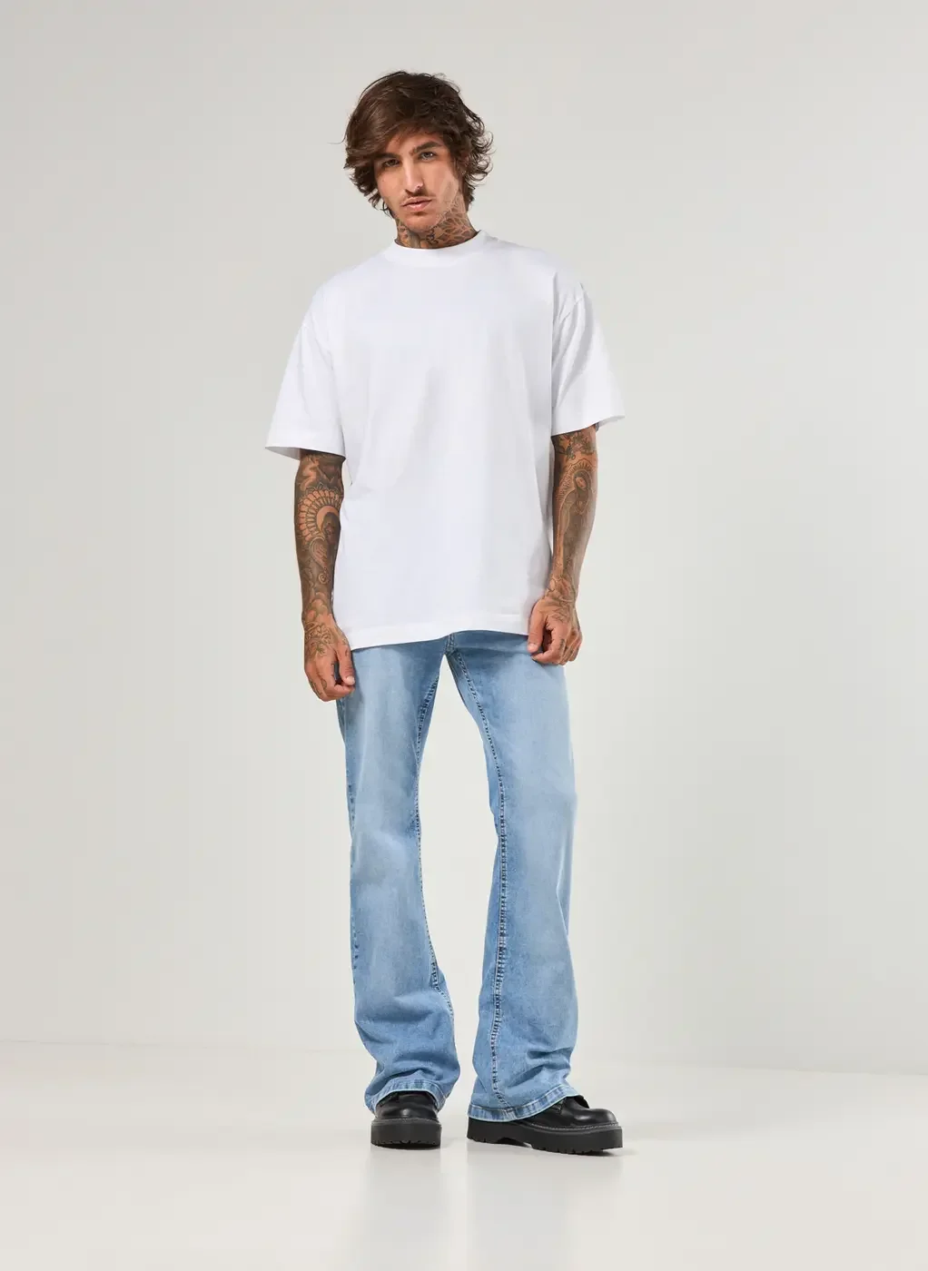 Calça Flare Jeans Claro