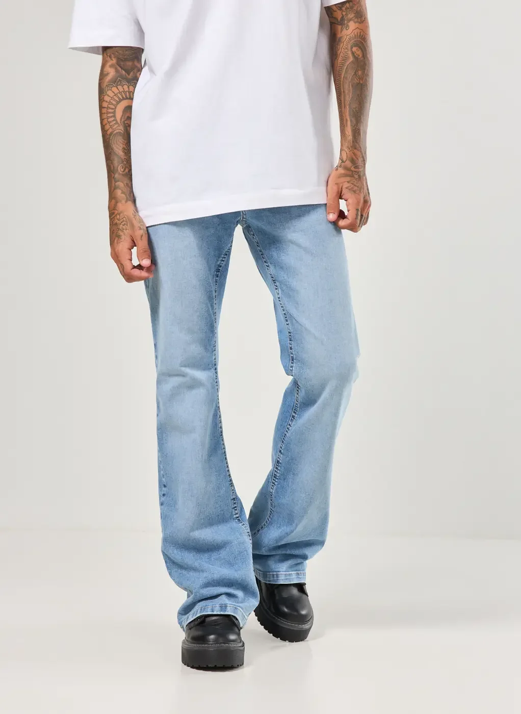 Calça Flare Jeans Claro