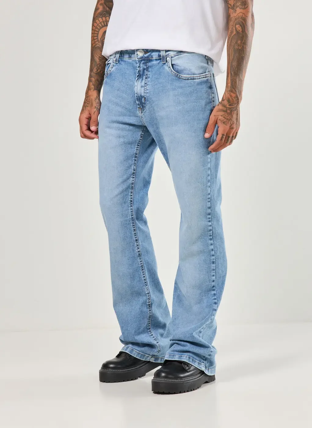 Calça Flare Jeans Claro