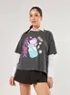 Camiseta Box Preta Estonada Hello Kitty