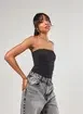 Body Poliamida Preto Decote Reto Franzido