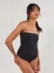Body Poliamida Preto Decote Reto Franzido