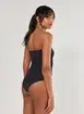 Body Poliamida Preto Decote Reto Franzido