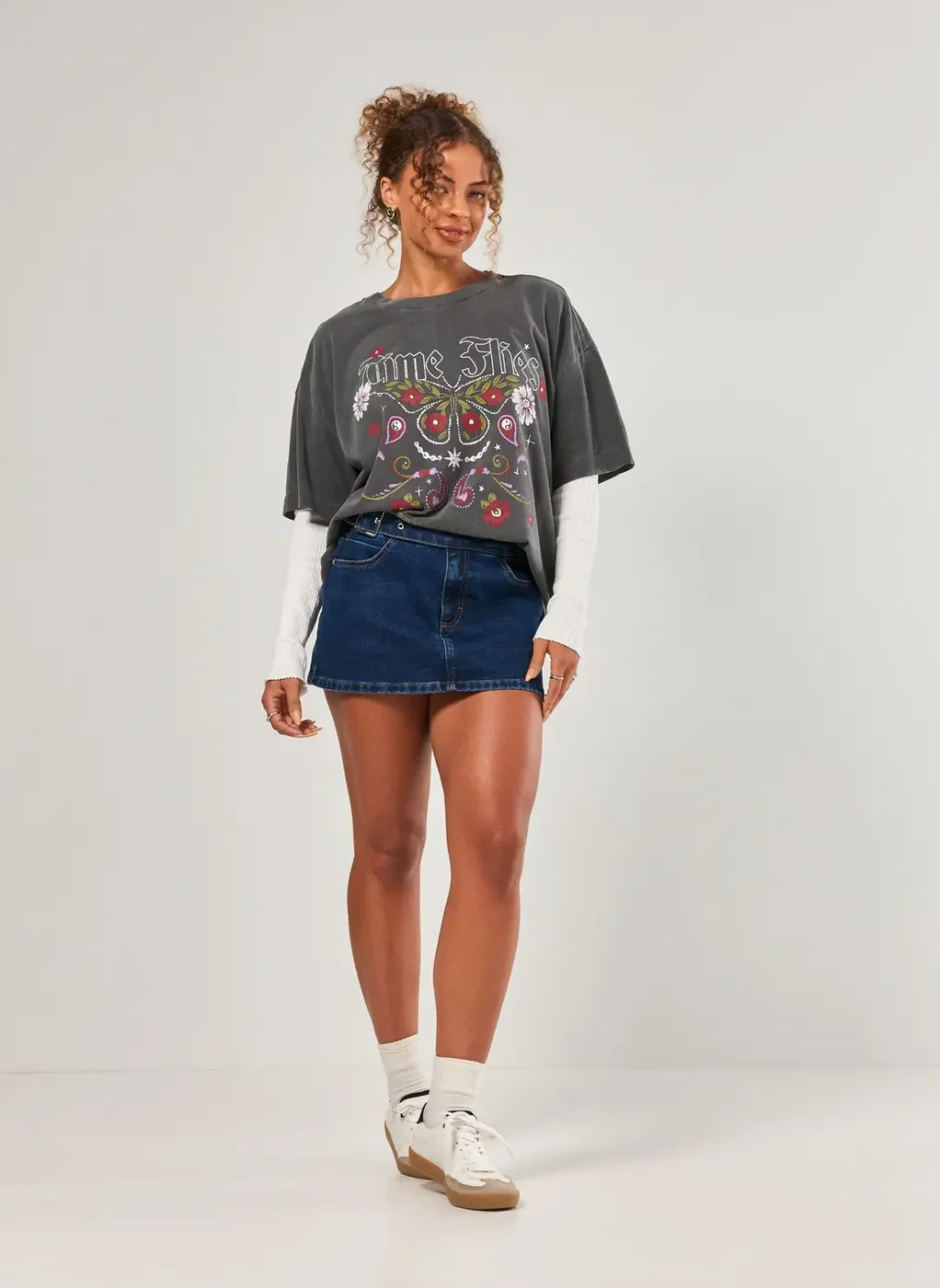 Short Saia Jeans Mini Com Fivela