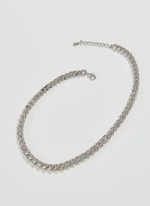 Colar Prateado Corrente Pesada