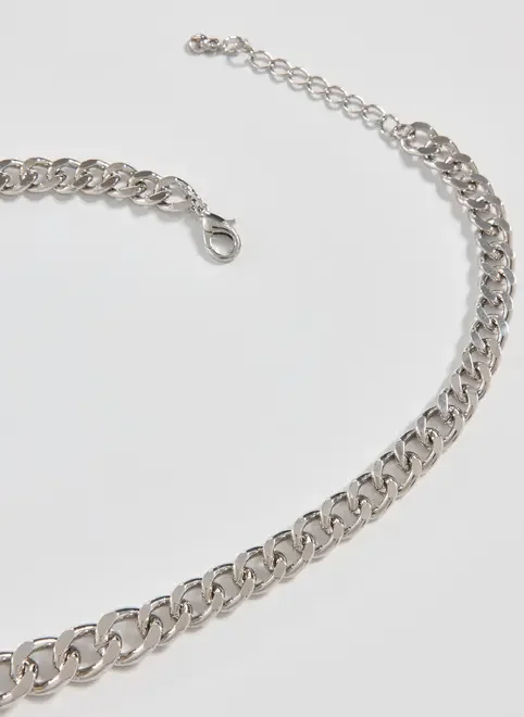 Colar Prateado Corrente Pesada