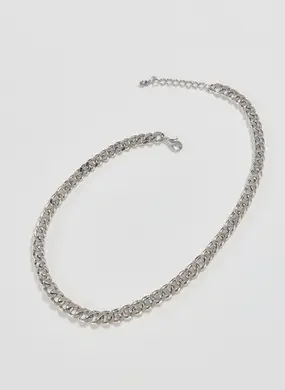 Colar Prateado Corrente Pesada