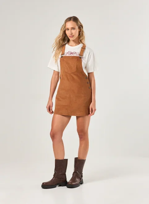 Salopete Veludo Cotelê Caramelo