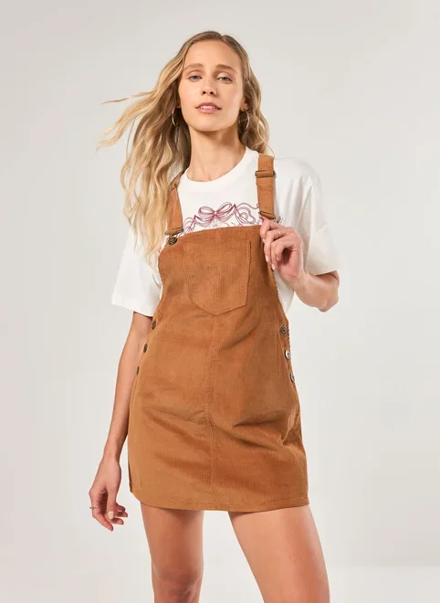 Salopete Veludo Cotelê Caramelo