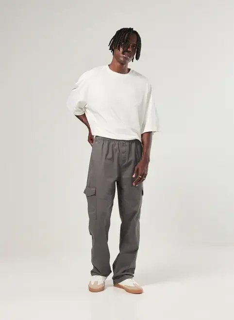 Calça Sarja Reta Cargo