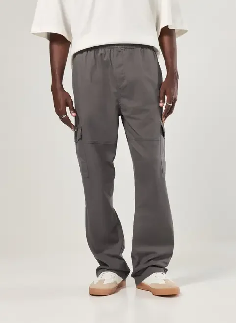 Calça Sarja Reta Cargo