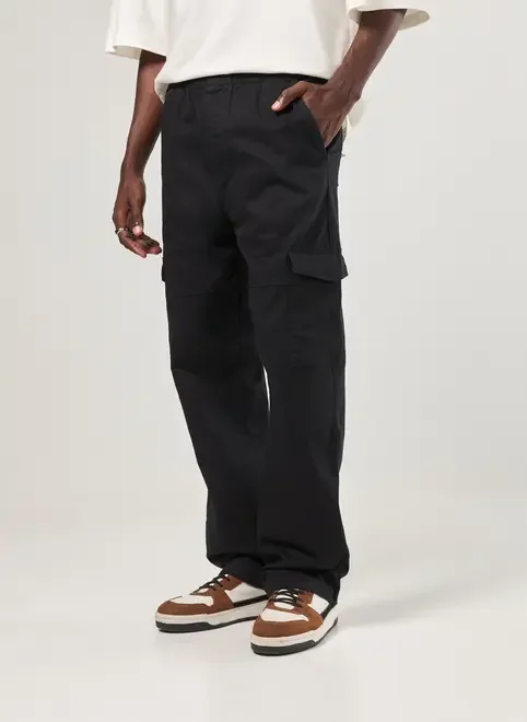 Calça Sarja Reta Cargo