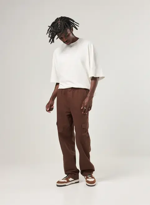 Calça Sarja Reta Cargo