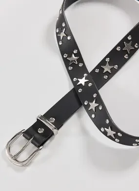 Cinto Poliuretano Preto Estrelas