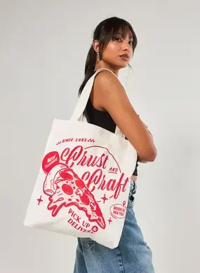 Ecobag Off-White Estampa De Pizza