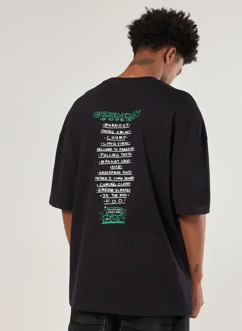 Camiseta Oversized Preta Green Day