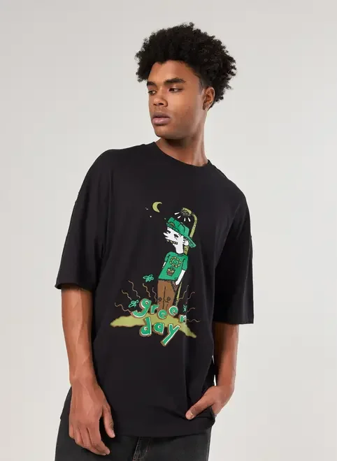 Camiseta Oversized Preta Green Day