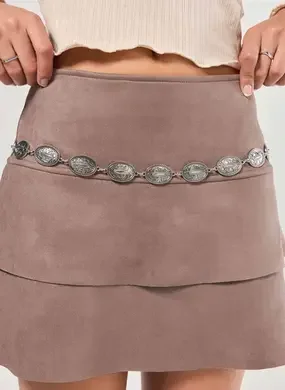 Saia Suede Com Babados