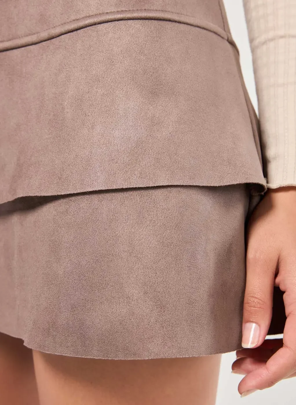 Saia Suede Com Babados