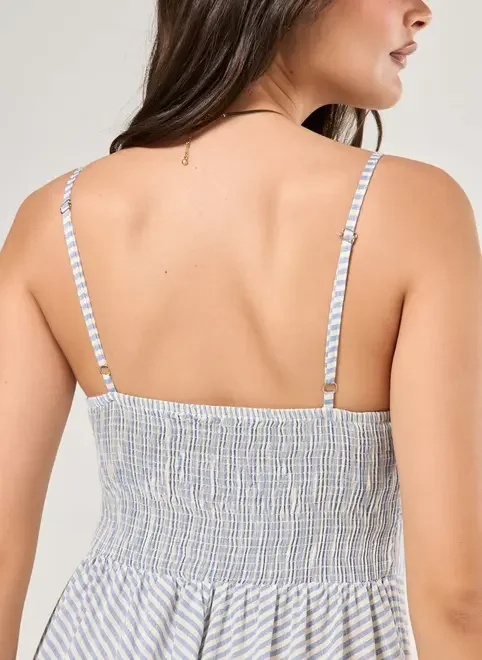 Vestido Longo Listrado Amarração