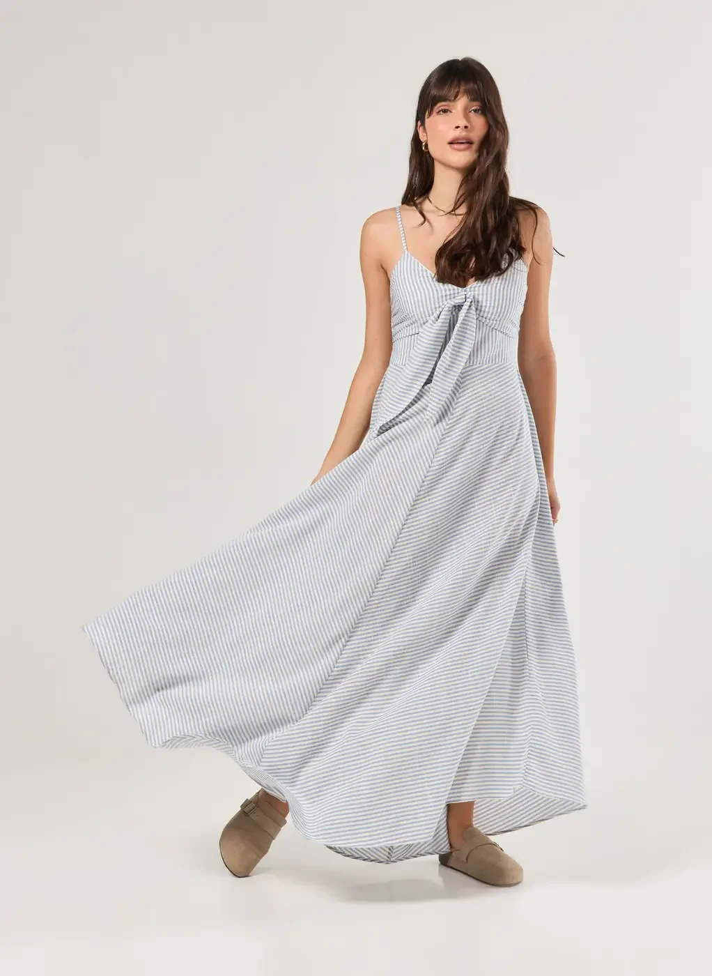 Vestido Longo Listrado Amarração