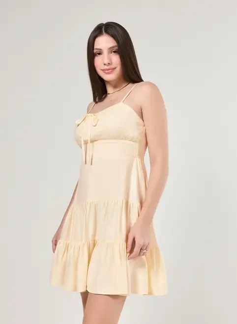 Vestido Romântico Amarelo Manteiga