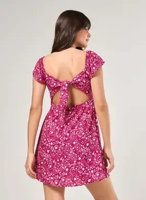 Vestido Curto Estampa Mística Rosa