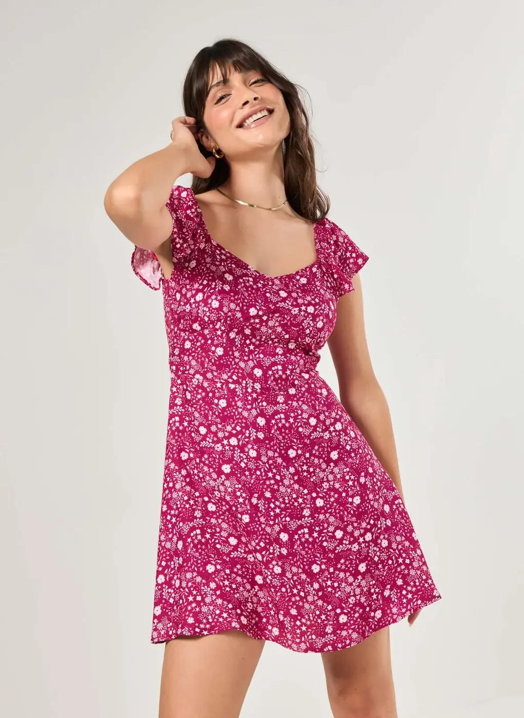 Vestido Curto Estampa Mística Rosa