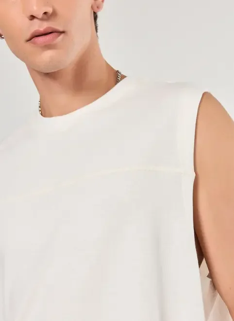 Regata Sleeveless Off-White Costura Marcante