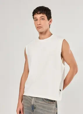 Regata Sleeveless Off-White Costura Marcante