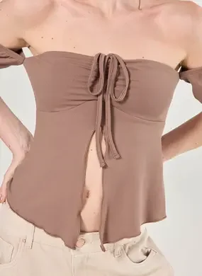 Blusa Ombro A Ombro Com Fenda