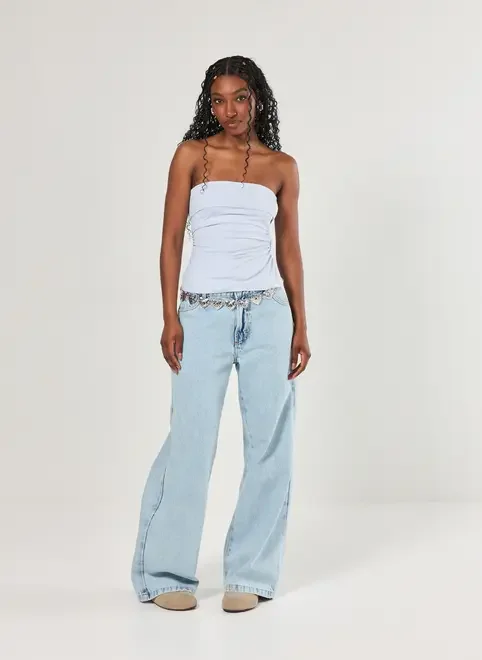 Tube Top Pala Virada Franzido