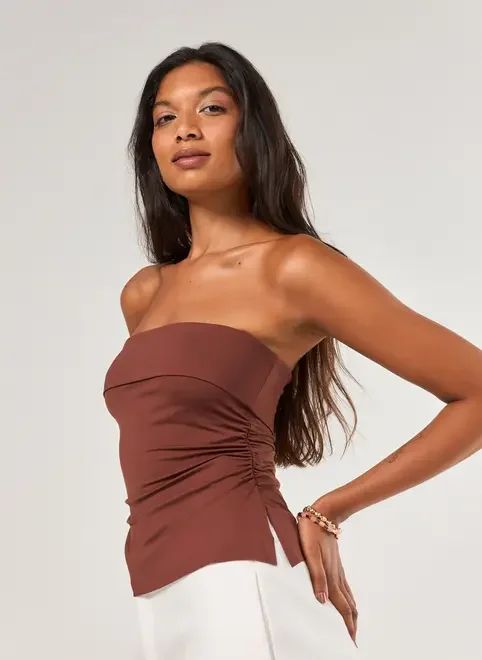 Tube Top Pala Virada Franzido