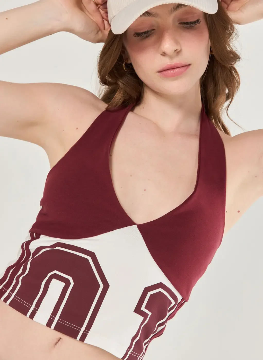 Cropped Frente Única Esportivo Vinho