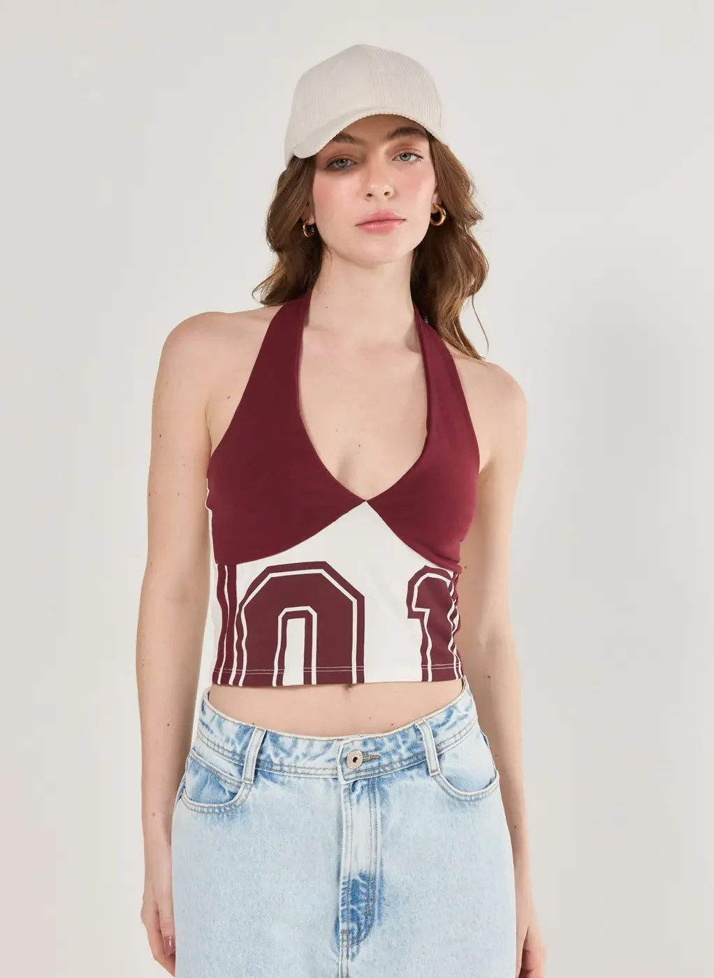 Cropped Frente Única Esportivo Vinho