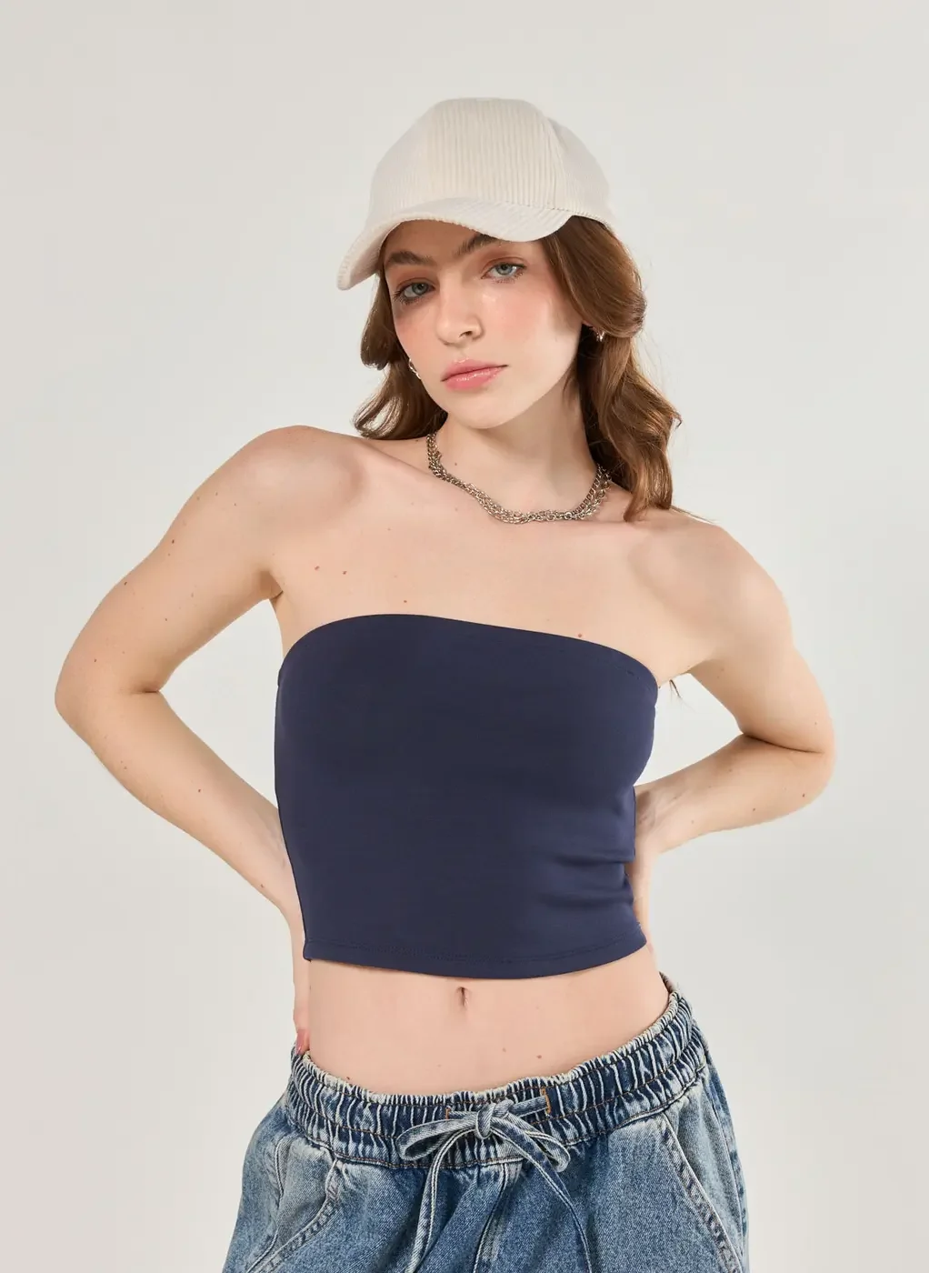 Tube Top Encorpado Marinho