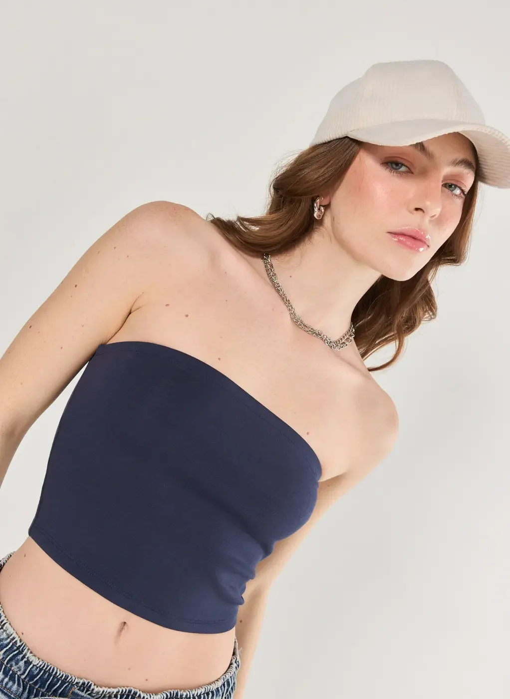 Tube Top Encorpado Marinho