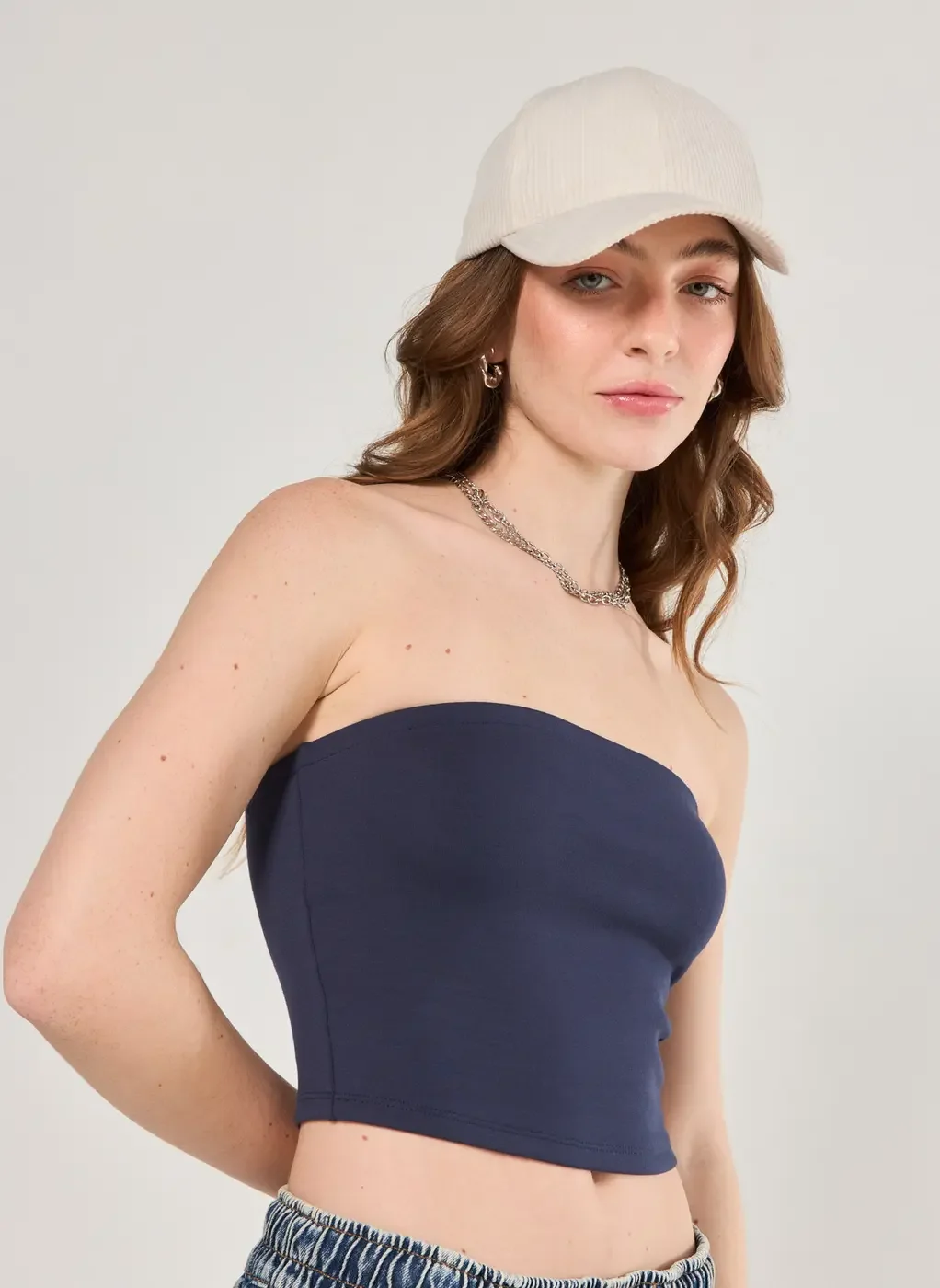 Tube Top Encorpado Marinho