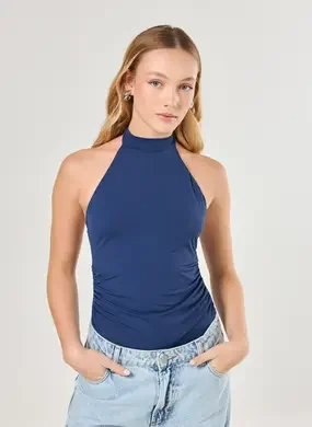 Body Azul Poliamida Frente Única