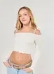 Cropped Manga Longa Ombro A Ombro Textura
