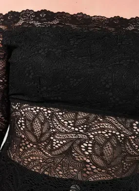 Blusa Manga Longa Renda Preta