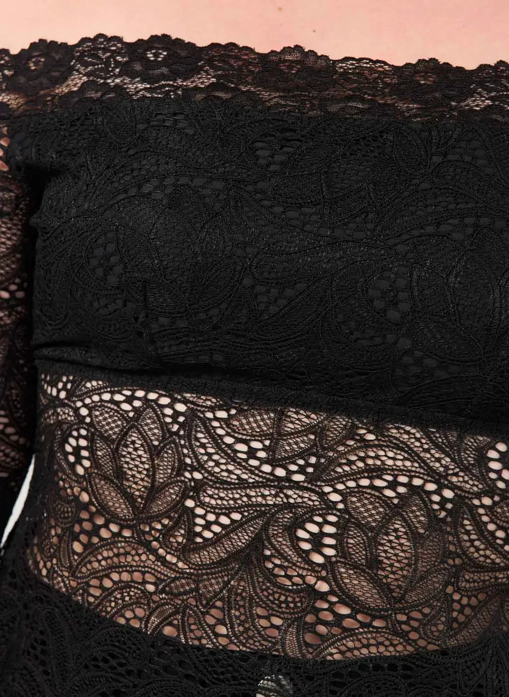 Blusa Manga Longa Renda Preta